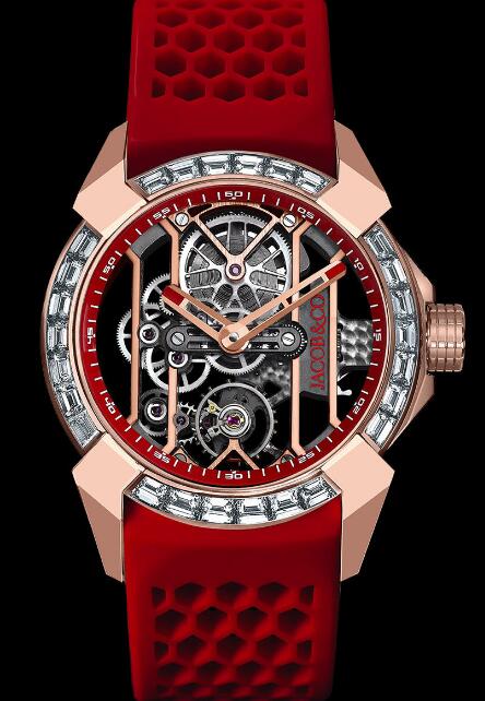 Review Jacob & Co Epic X Tourbillon Rose Gold Baguette EX100.40.LD.OP.A Replica watch - Click Image to Close